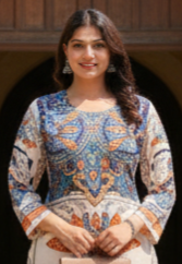 Sanjh Collection Pure Muslin Printed Kurta Set – Timeless Evening Elegance